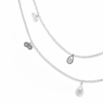 92.5 Sterling Silver Cable Chain Anklet with Infinity and Teardrop Flower Charm