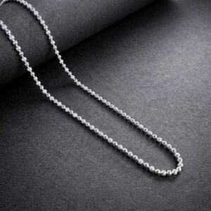925 Sterling Silver Beaded Ball Chain | Classic Minimal Ball Link Chain for Men & Women