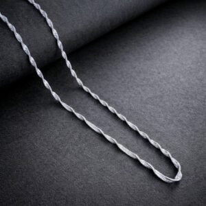 925 Sterling Silver Twisted Snake Chain Textured Wave Design Chain for Men & Women