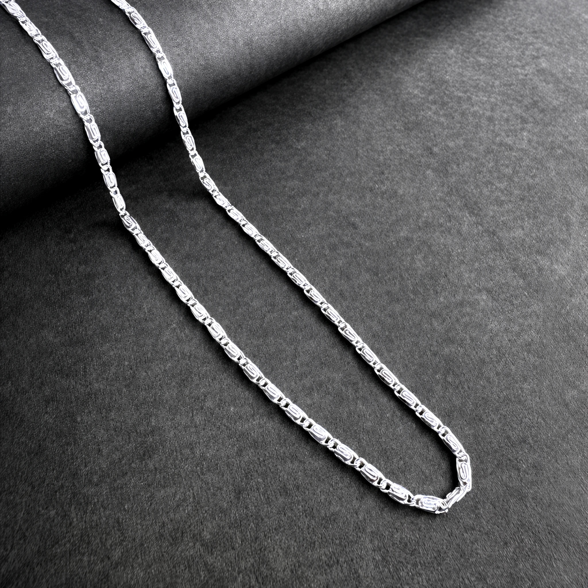 engraved rectangular link chain | designer fancy chain