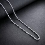 925 Sterling Silver Twisted Snake Chain | Textured Wave Design Chain for Men & Women