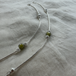 925 Sterling Silver Green Crystal Snake Chain Anklet - Image 2