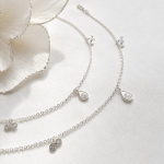 92.5 Sterling Silver Cable Chain Anklet with Infinity and Teardrop Flower Charm - Image 4