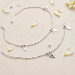 Chain Anklet with Leaves Charm