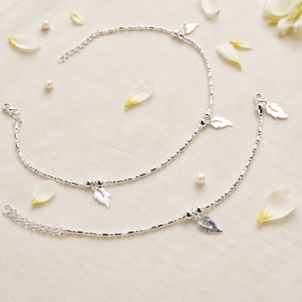 Chain Anklet with Leaves Charm