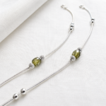 Silver Green Crystal Snake Chain Anklet